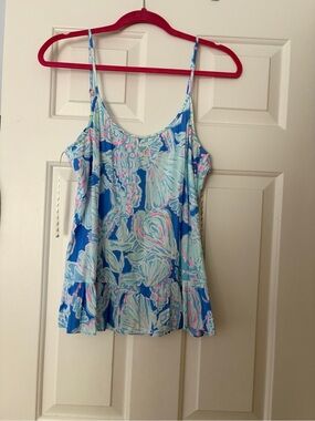 Lilly Pulitzer Blue, Light Blue & Pink Floral tank top